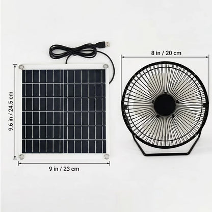 8" Solar Fan – DFITO Portable Fan with 20W Monocrystalline Solar Panel, for Outdoor, Camping, Pet House