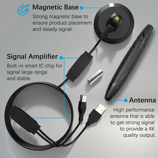 350 Miles Range Indoor TV Antenna – HDTV Antennas are 4K Full HD Compatible, with Best Powerful Amplifier and Signal Booster