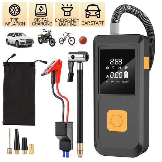 Portable Car Jump Starter with Air Compressor,DFITO 150PSI 300A Car Battery Jump Starter Battery Pack with Tire Inflator (5 Gas/4.0L Diesel), 12V Car Jump Box, Large LCD Display