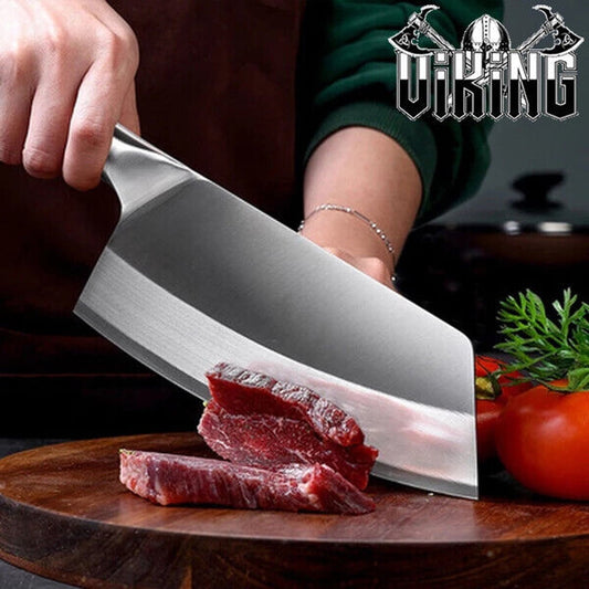 DFITO Meat Cleaver, 7.87 Inch Sharp Butcher Knife, Stainless Steel Meat Knife, Heavy Duty Kitchen Cleaver Knife for Home Kitchen and Restaurant