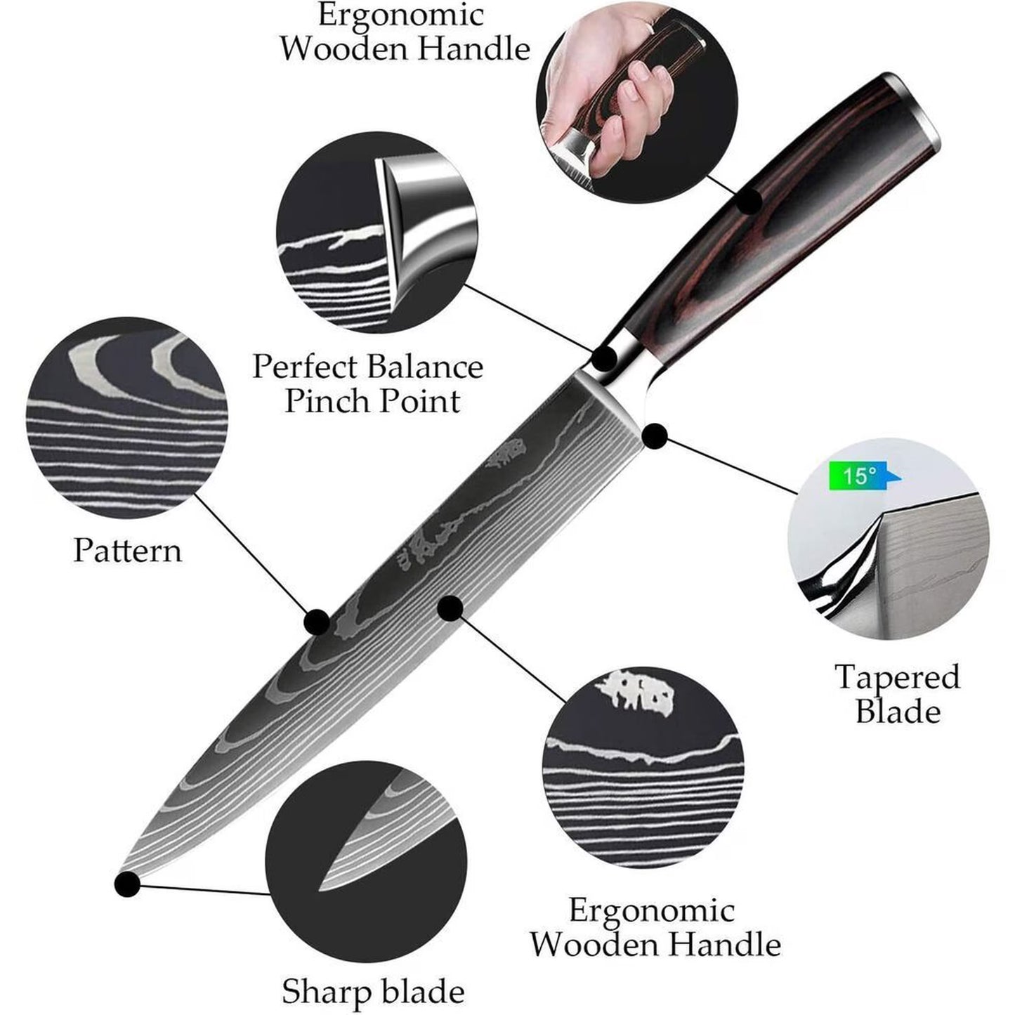 5inch Kitchen Knife Japanese Damascus Stainless Steel Pattern Chef