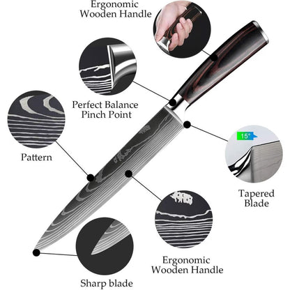 5inch Kitchen Knife Japanese Damascus Stainless Steel Pattern Chef
