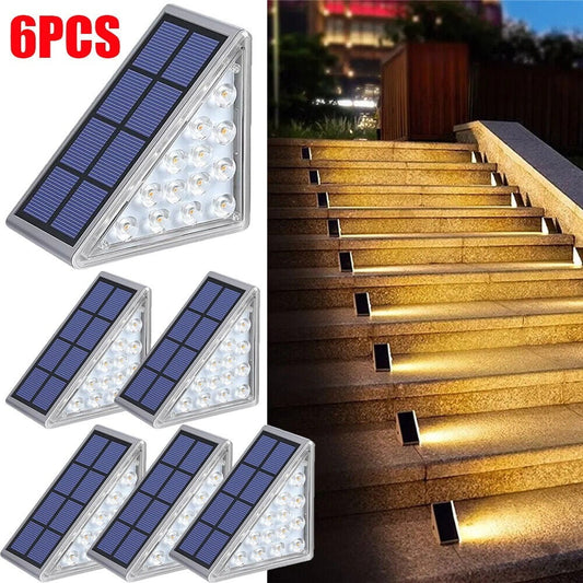 Solar Stair Lights 6 Pack,DFITO Solar Step Lights Outdoor Waterproof IP67, LED Outdoor Step Lights, Solar Outdoor Lights Decor for Garden Stair, Deck, Front Step, Front Porch and Patio (Warm White)