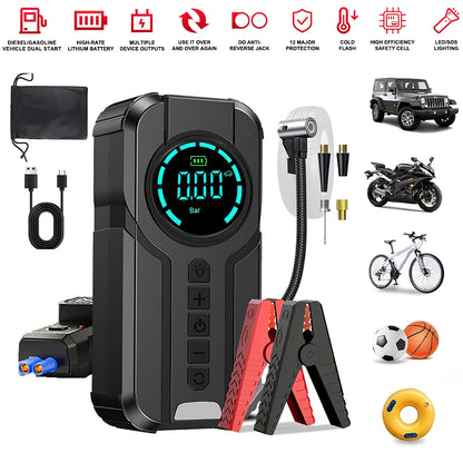 DFITO Jump Starter with Air Compressor, 1000A Peak, 8000mAh battery pack