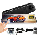 10" Mirror Dash Cam,DFITO 1080P FHD Full Touch Screen Front and Rear View Backup Camera,G-Sensor, Parking Monitor, 170° Wide Angle,with 5.5 Meters Cable