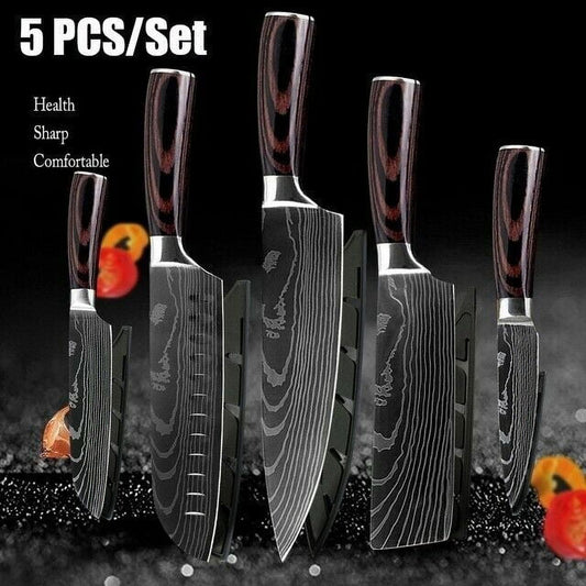 Dfito Kitchen Chef Knife Sets, 3.5-8 Inch Set Boxed Knives 440A Stainless Steel Ultra Sharp Japanese Knives, 5 Pieces Knife Sets for Professional Chefs