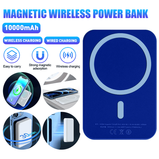 Wireless Portable Charger,DFITO 10000mAh Magnetic Power Bank,Magnetic Power Bank Wireless Charger,Safe Battery Pack for iPhone 13/12/Pro/Pro Max,Blue