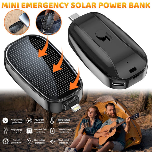 DFITO Mini Solar Power Bank, 1200mAh iOS Keychain Portable Charger for iPhone