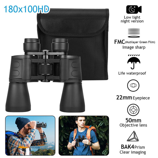 180 x 100HD Binoculars for Adults and Kids, Zengest High Power Life Waterproof HD Compact Binoculars for Bird Watching Hunting Hiking Sightseeing Travel Concerts with BAK4 Prism FMC Lens