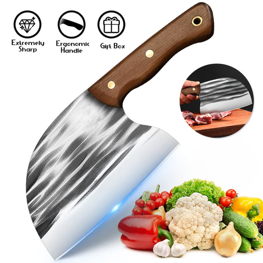 DFITO Chef Knife Meat Cleaver Knife for Meat Cutting with Sheath Kitchen Knives for Home, Outdoor Cooking, Camping