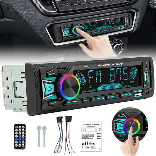 Car Radio Bluetooth Single DIN Car Stereo Audio, DFITO Car Audio with Handsfree and App Control,Supports FM/ MP3/SD/AUX/Dua USB/Quick Charge