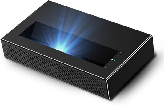 Laserprojektor, Ultrakurzdistanz-Laserprojektor mit WiFi und Bluetooth, 1080P Full HD Unterstützung 4K, Mini-Laserprojektor Trapezkorrektur Wandfilm Tragbarer Projektor für Schlafzimmer und Outdoor