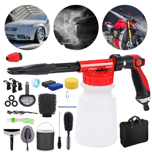 DFITO 35Pcs Car Wash Cleaning Kit with Foam Gun, with Collapsible Bucket Wash Mitt Towels Complete Interior Exterior Car Washing Supply Set