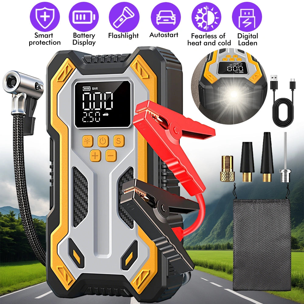 DFITO Jump Starter with Air Compressor, 1500A Peak, 6000mAh Battery Booster