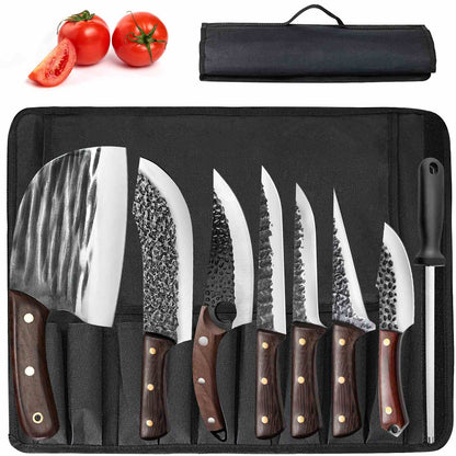 Dfito Chef Knife Sets with Roll Bag, 9 Pieces Professional Knife Set, High Carbon Stainless Steel Kitchen Chef Knife Set