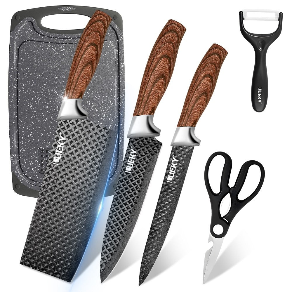 6x High Carbon Stainless Steel Chef Knife Set Ultra-Sharp Kitchen Cleaver Knives（gb）