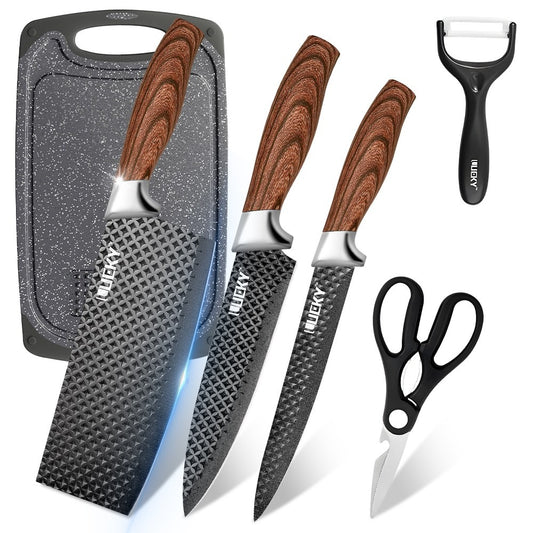 6x High Carbon Stainless Steel Chef Knife Set Ultra-Sharp Kitchen Cleaver Knives（gb）