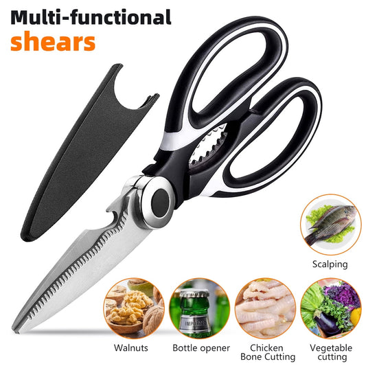 Kitchen Scissors 1 Pack -DFITO Heavy Duty Stainless Steel Cooking Shears for Cutting Meat, Food, Fish, Poultry Multipurpose Sharp Sissors