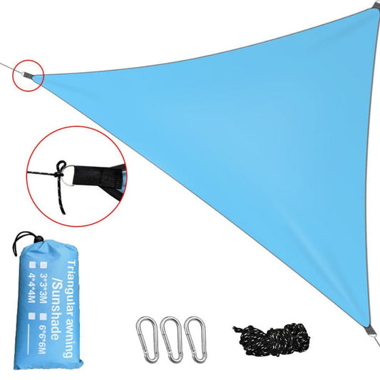 DFITO Sun Shade Sail Triangle Waterproof 9.8 inch Outdoor Garden Patio Party Sunscreen Awing Triangle Canopy 98% UV Block with Free Rope,Blue