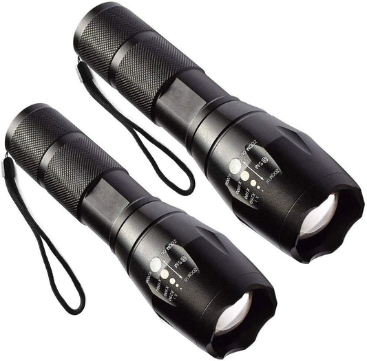 DFITO 2-Pack LED Flashlights, Zoomable Tactical Flashlights with 10000 Lumens and 5 Modes for Emergency and Outdoor Camping Accessories