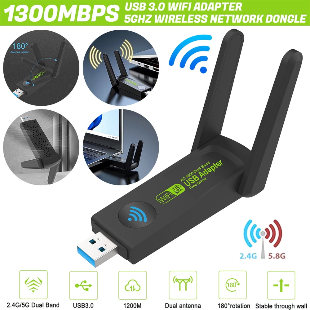 DFITO USB 3.0 Wi-Fi Adapter 1300Mbps Long Range Dual Band 5Ghz Wireless Network Dongle