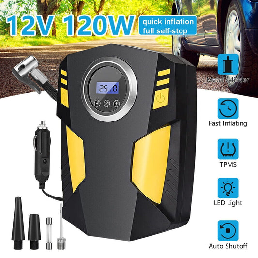 Tire Inflator Air Compressor,Dfito Portable Car Air Pump with Digital Pressure Gauge, 12V 150 Psi Cordless, Bright LED Light