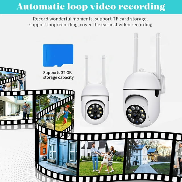 1080P Wireless Security Camera 5G WIFI IP Camera with 32GB Card, 360° View, Night Vision, Motion Detection and Alarm, IP66 Waterproof, Two-Way Audio