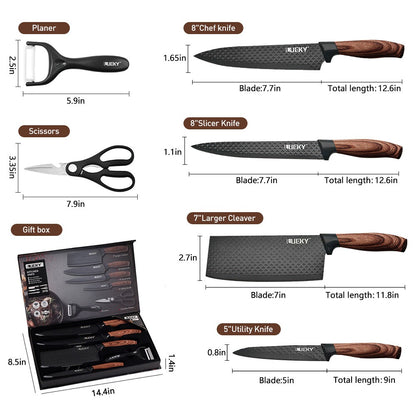6x High Carbon Stainless Steel Chef Knife Set Ultra-Sharp Kitchen Cleaver Knives（gb）