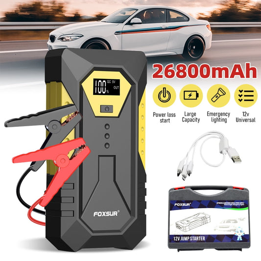 Car Jump Starter,DFITO 600A Peak Portable Jump Box for Car up to 3.5L Gas or 2.0L Diesel Engine, 12V Battery Power Booster with LED Light