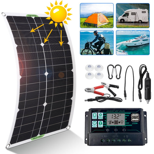 DFITO 100 Watts 12 Volt/24 Volt Solar Panel Kit with High Efficiency Monocrystalline Solar Panel and 100A Charge Controller for RV, Camper, Vehicle, Caravan and Other Off Grid Applications