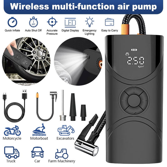 Tire Inflator Portable Air Compressor for Car Tire,DFITO 6000mAh Wireless Electric Air Pump 150 PSI with LED Light, Auto Off, Powerful Air Compressor for Car, Motorcycle, E-Bike, Ball