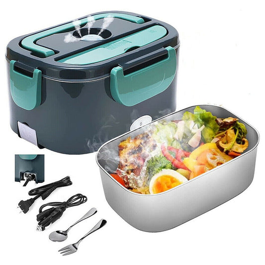 DFITO Electric Heating Lunch Box Food Heater/Warmer Portable Heated Lunch Boxes for Car truck and Home Work Adults Electric Lunch Box - Leak Proof, 1.5L Removable 304 Stainless Steel Container,Green