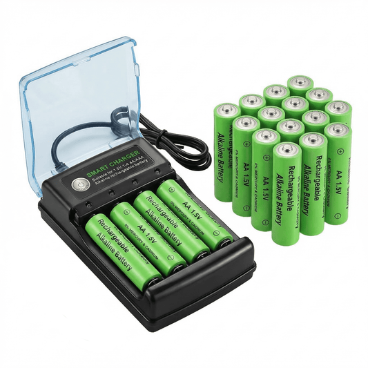 DFITO 16PCS 1.5V Alkaline AA Rechargeable Battery Cell with Battery Charger