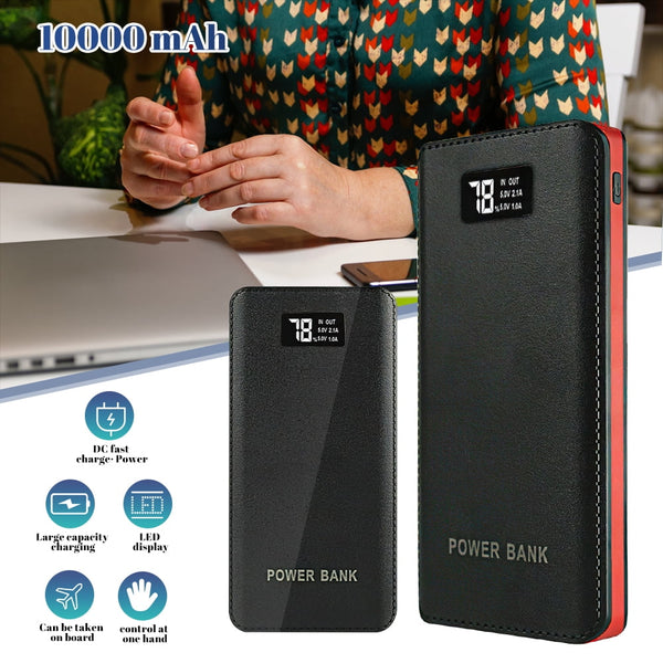 10000mah Portable Power Bank External Battery Pack 4USB Charger for Cell Phone Red