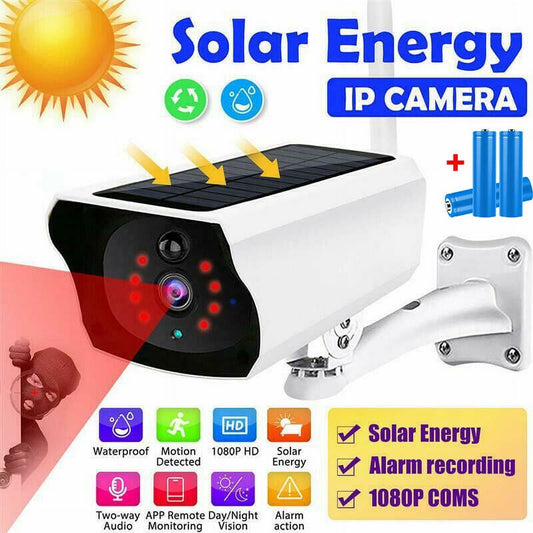 DFITO 1080P Solar Security Camera Outdoor with 3 AAA Batteries, Outdoor Camera Wireless with Siren and Spotlight,WiFi Surveillance Outside Camera with Motion Detection, Night Vision,IP66 Waterproof