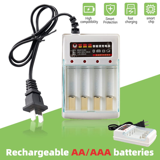 4 Slots 1.5V AA/AAA Rechargeable Battery Charger Smart Charger Cable