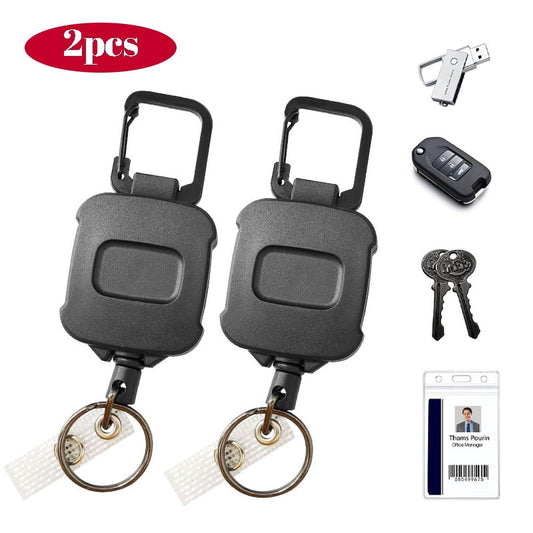 2 Pack Retractable Keychain Key Retractable Keychain Heavy Duty with 23.6¡± Steel Retractable Cord Carabiner Key Ring