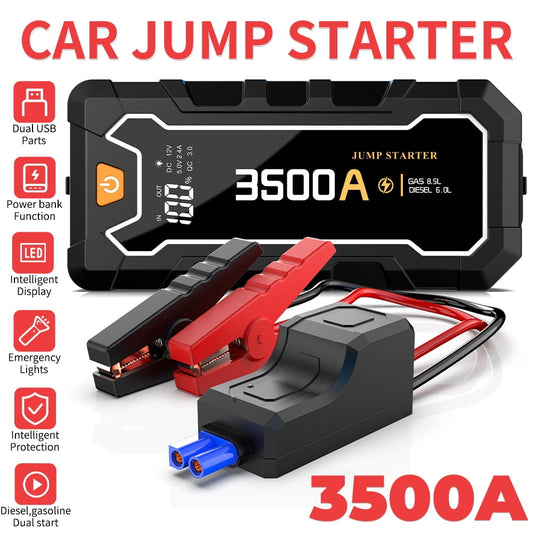 Jump Starter with Air Compressor,DFITO 3500A Car Jump Starter, 150PSI Jump Starter Battery Pack , 12V Battery Jump Starter with Display, Smart Jumper Cables, LED Light