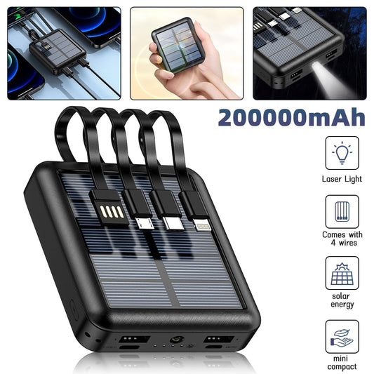 20000mAh Solar Power Bank Waterproof Emergency Solar Charger 4 USB Ports External Charger Power Bank For Cell Phone