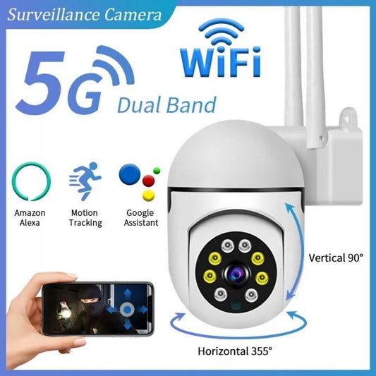 Zengest 2.4/5Ghz WIFI Wireless Security PTZ Camera Outdoor,1080P Home surveillance & security cameras,Auto Tracking,Human Detection,2-Way Audio,Color Night Vision,IP66 Waterproof (1PCS)