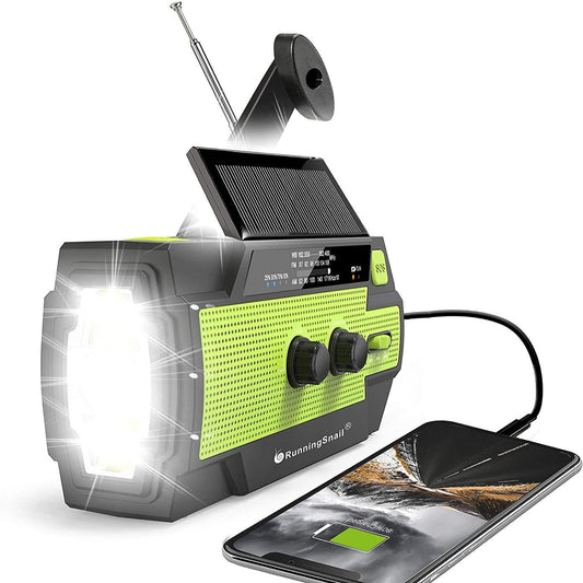 Emergency Radio,DFITO 4000mAh Solar Hand Crank Portable AM/FM/NOAA Weather Radio,Flashlight,SOS Alarm, Portable Power Bank,Motion Sensor Reading Lamp