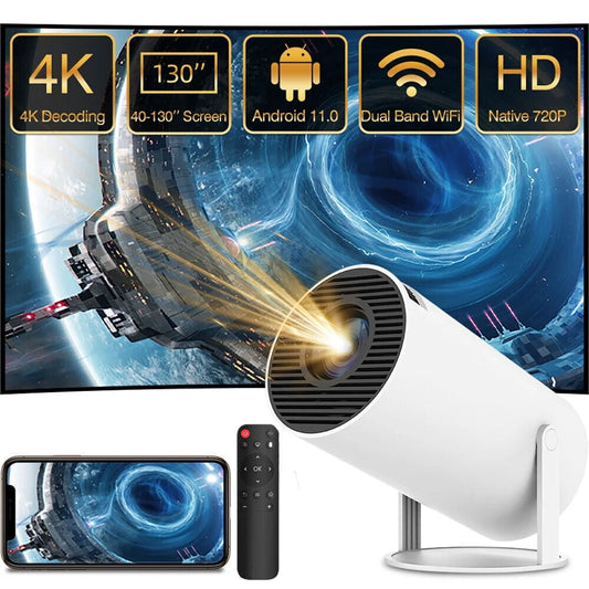 Mini Projector,DFITO Auto Keystone Correction Portable Projector, 1080P/120 ANSI Smart Projector , 130 Inch Screen, 180 Degree Flip, Round Design, Home Video Projector
