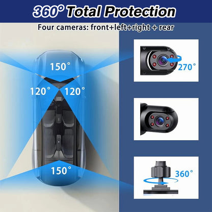 DFITO 4-Kanal Dashcam mit 1080P Front-, Innen- und Rückfahrkamera, Nachtsicht, HDR, Loop-Aufnahme & 24H Parkmodus