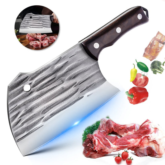 Meat Cleaver,DFITO Handmade Forged Kitchen Butcher Knife, Hand Forged High Carbon Stainless Steel Butcher Knife for Home Kitchen & Outdoor