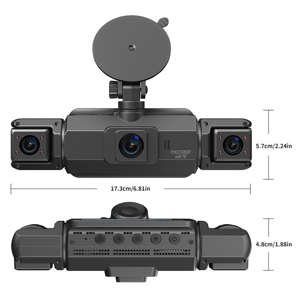 DFITO 4-Kanal-Dashcam mit 1080P-Frontkameras, Nachtsicht, HDR, G-Sensor, Loop-Aufnahme und 24-Stunden-Parkmodus
