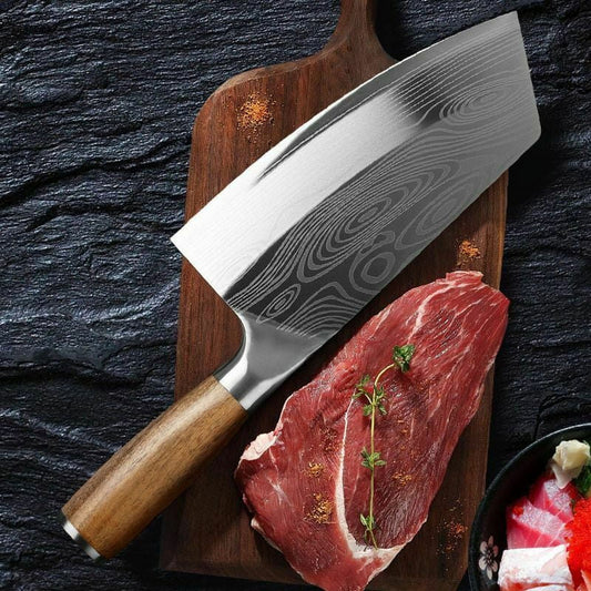 DFITO 8 Inch Kitchen Cleaver Knife Stainless Steel Kitchen Knife Butcher Chef Damascus Meat Cleaver Knife for Home Kitchen and Restaurant