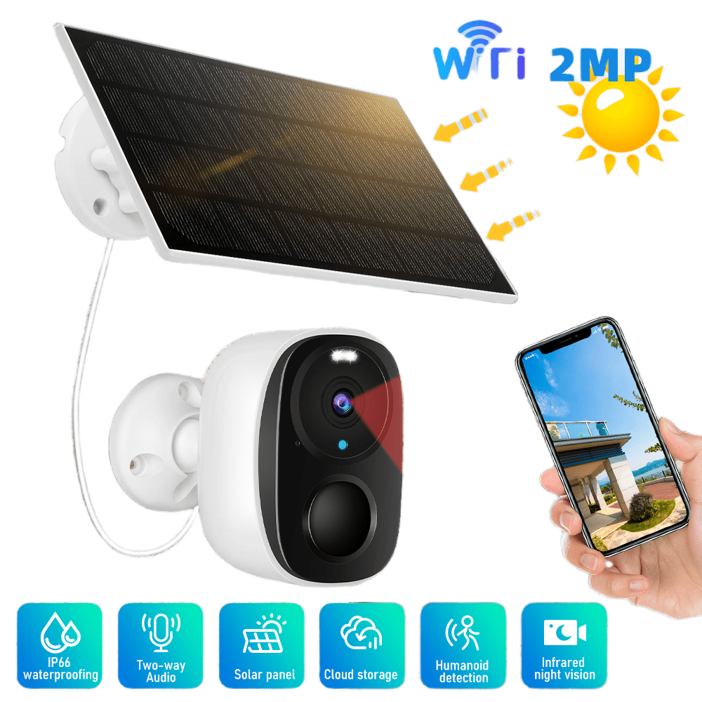 Security Cameras Wireless Outdoor,DFITO Solar Camera Wireless for Home Security, 2.4 GHz Wi-Fi Camera, Night Vision, PIR Detection, Two Way Talk, Siren Alarm