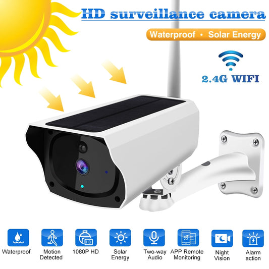 Solar Security Camera, DFITO Wireless Home 1080P Camera with 3PCS Batteries, Night Vison,PIR Motion Detection,IP66 Waterproof