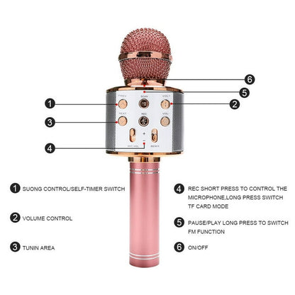 Karaoke Microphone for Kids, Wireless Bluetooth Karaoke Microphone for Singing, Portable Handheld Mic Speaker Machine, Gifts Toys for Girls Boys Adults All Age, Gold