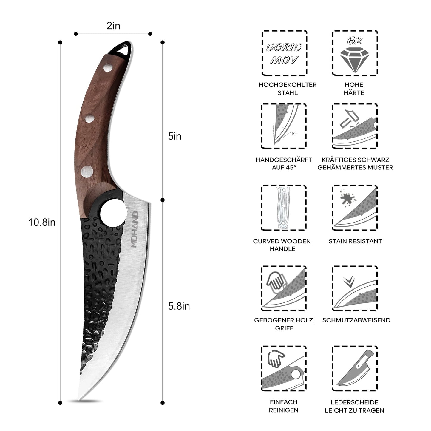 Dfito Chef Knife Sets with Roll Bag, 9 Pieces Professional Knife Set, High Carbon Stainless Steel Kitchen Chef Knife Set